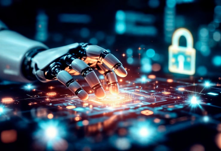 robot-hand-interacting-with-digital-circuit-board_23-2151967434